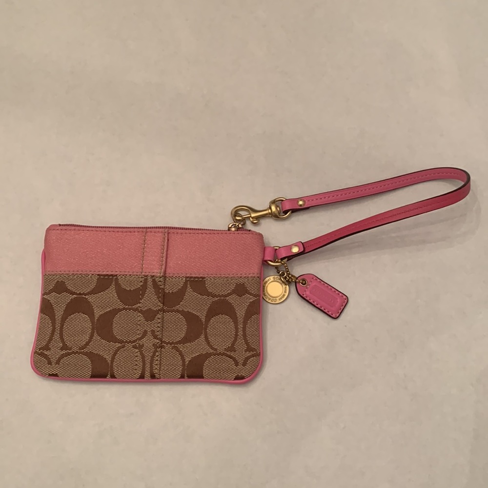 Coach Pink ,Brown & Tan Wristlet - Picture 2 of 4